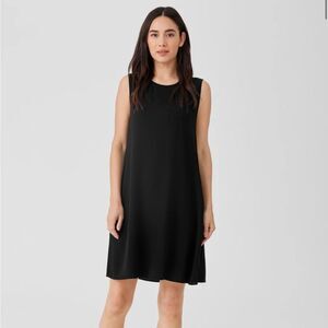 Eileen Fisher Georgette Crepe Round Neck Organic Cotton Dress